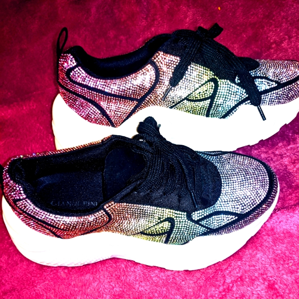 Gianni Bini Troye Rainbow & Rhinestone Sneakers 7.5